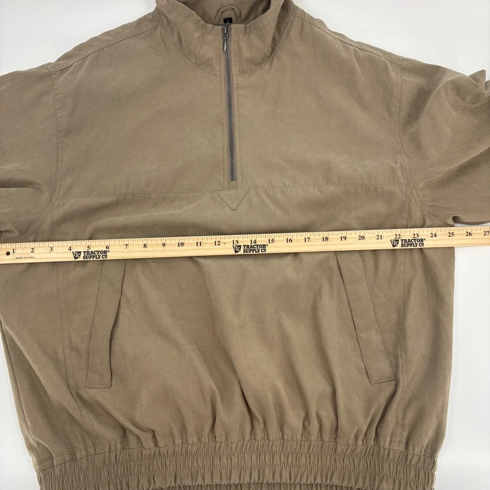 Aureus Windbreaker Pullover Mens Large Tan Short Sleeve Quarter Zip Mock Neck